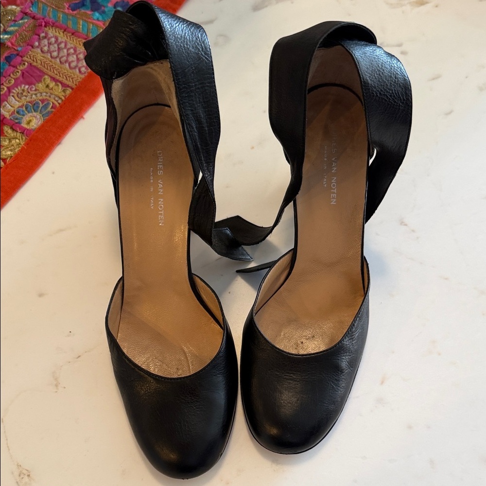 Dries Van Noten Black Leather Heels